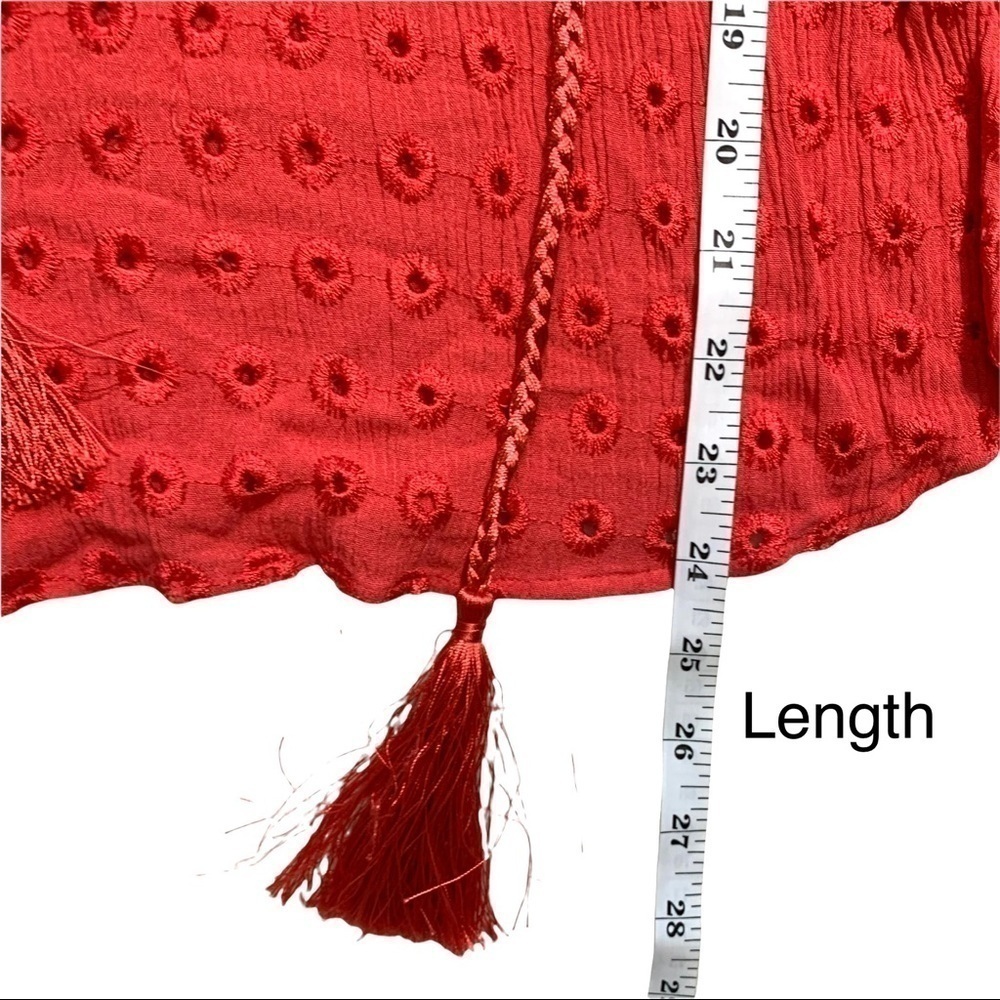Lavender Brown Red Cedric Eyelet Stitch Fix Tassel 3/4 Sleeve Blouse Top Sz S - Picture 17 of 17